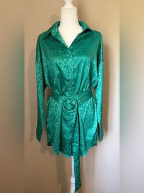 12th Tribe Emerald Floral Jacquard Shirt